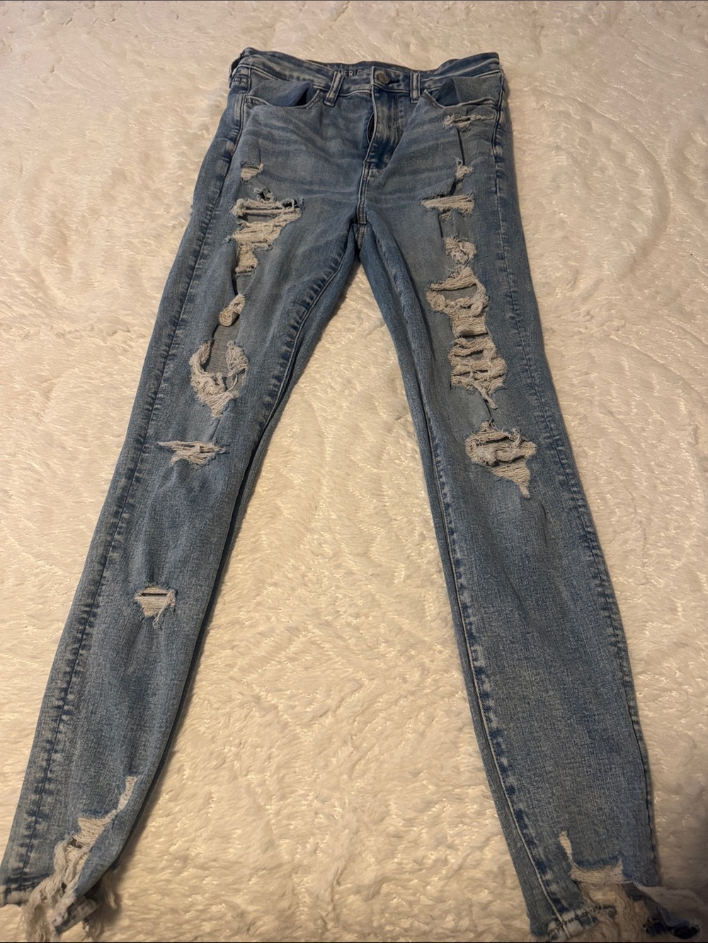 American Eagle Outfitters Light Blue Ripped Skinny Jeans